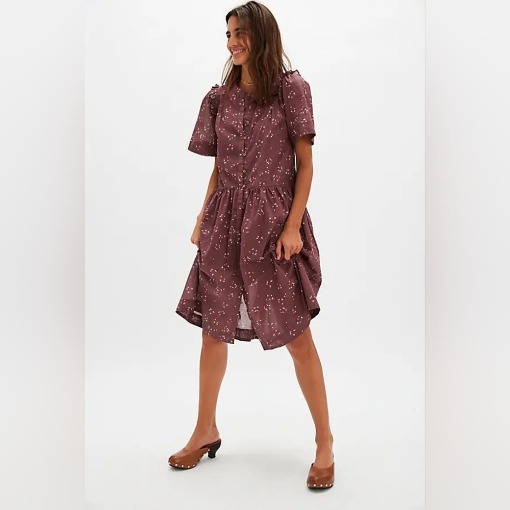 Women's Floral Button-Front Mauve Dress